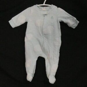 BABY GAP Light Blue and Textured White Whale Footie Sleeper – Up to 7 lbs